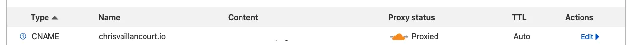 CNAME DNS record for chrisvaillancourt.io